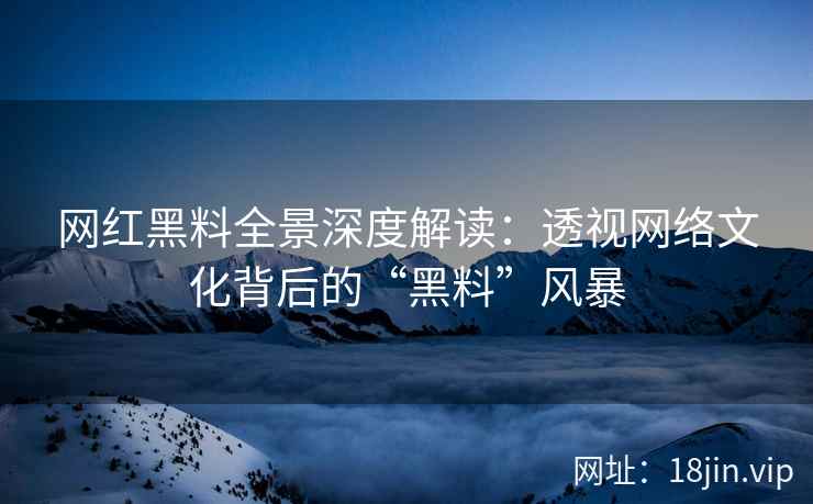 网红黑料全景深度解读：透视网络文化背后的“黑料”风暴  第2张
