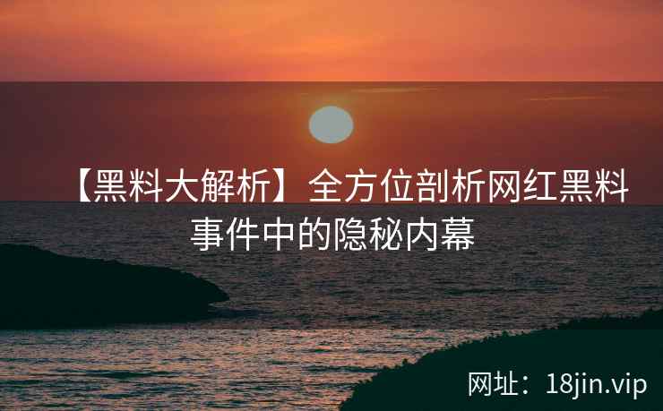 【黑料大解析】全方位剖析网红黑料事件中的隐秘内幕  第2张